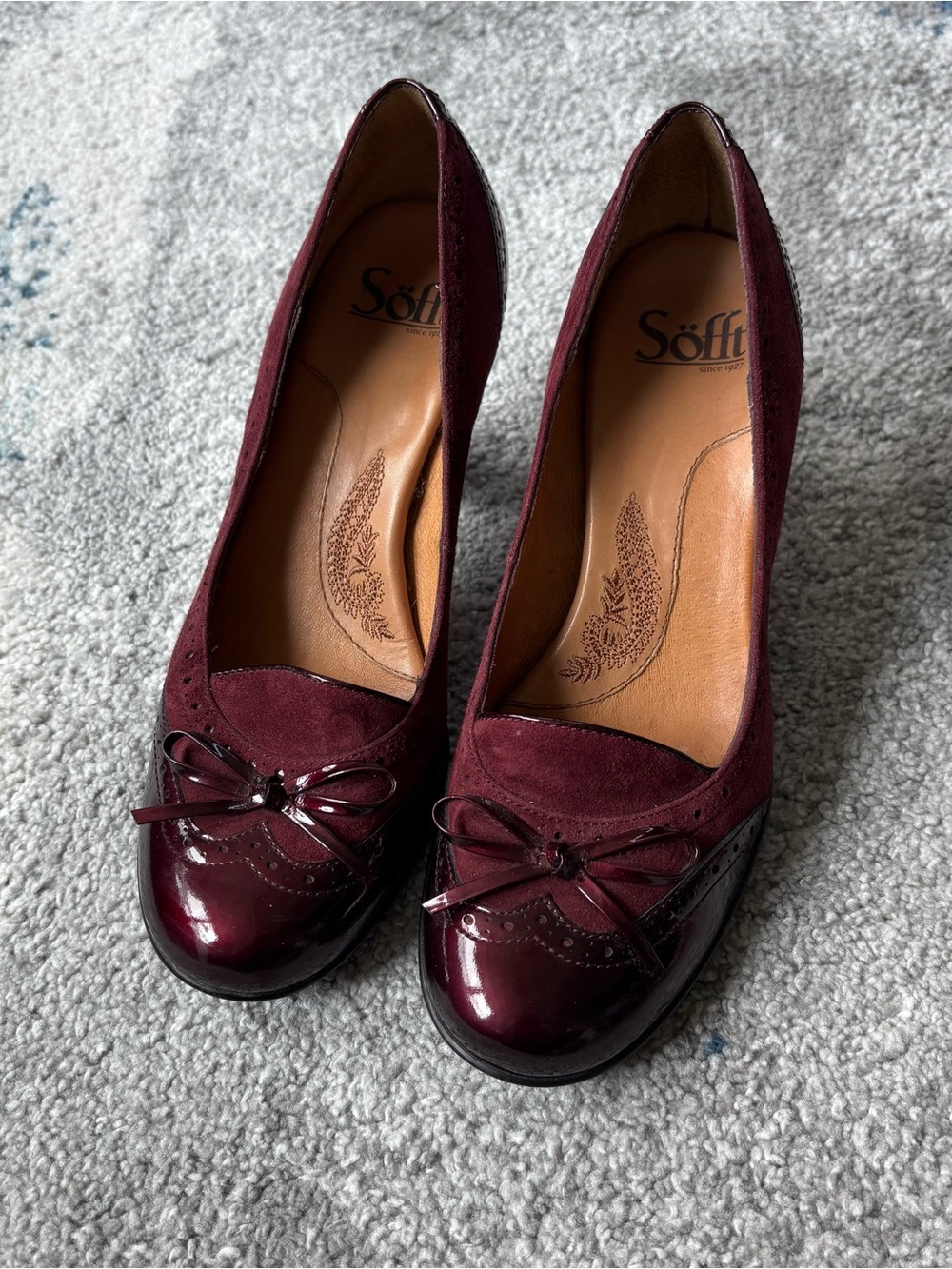 Women's Burgundy Suede & Patent Leather Pumps